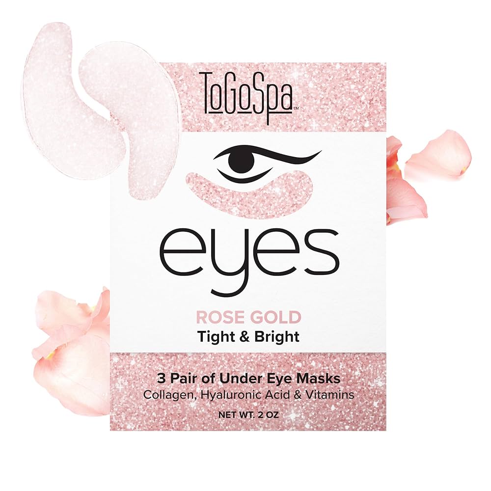 TogoSpa Rose Gold Eye Masks - Tight and Bright (3 Pack)